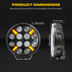 Vantage Approved 9" LED Driving Lights with Amber/ White DRL & Strobe