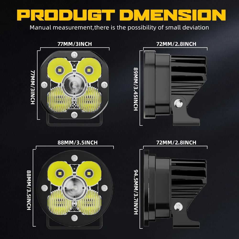 Vantage Approved High Power 3" LED Combination Work Light/ Ditch Light